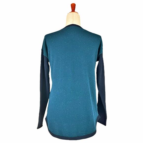SMARTWOOL Women's Shadow Pine Colorblock Crew Sweater Twilight Blue Donegal Sz S - Picture 7 of 9